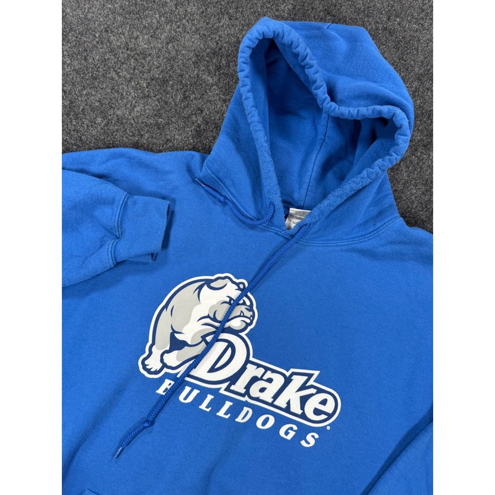 Drake University Bulldogs Hoodie Mens XL Blue Gildan Heavy Blend College